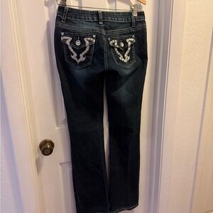 Bebe Blue Boot Cut Jeans with Embroidered Back